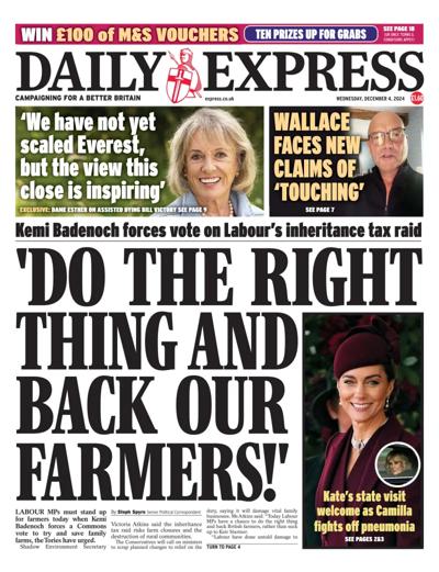 Daily Express Newspaper Front Page (UK) for 4 December 2024