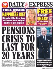 Daily Express (UK) Newspaper Front Page for 4 January 2016