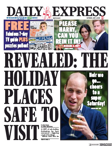 Daily Express Newspaper Front Page (UK) for 4 July 2020