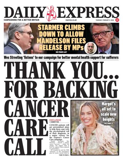 Daily Express Newspaper Front Page (UK) for 5 February 2026