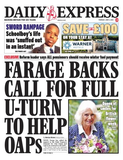 Daily Express Newspaper Front Page (UK) for 5 June 2025