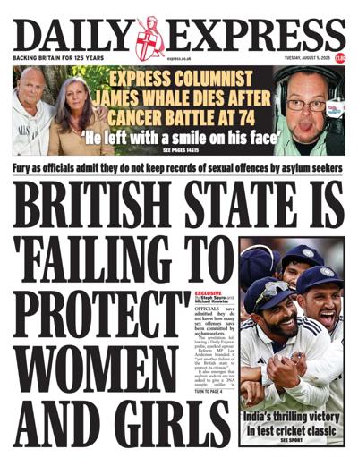 Daily Express Newspaper Front Page (UK) for 5 August 2025