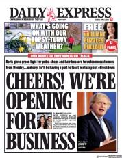 Daily Express (UK) Newspaper Front Page for 6 April 2021