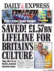 Daily Express (UK) Newspaper Front Page for 6 July 2020