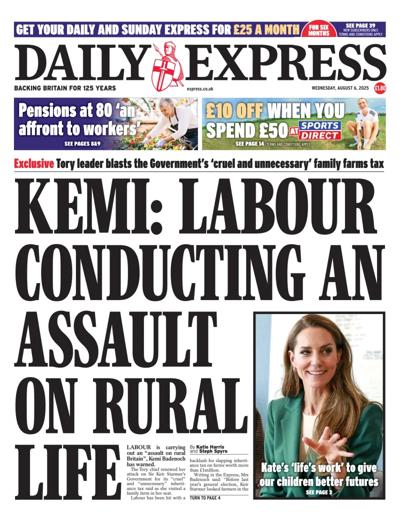 Daily Express Newspaper Front Page (UK) for 6 August 2025
