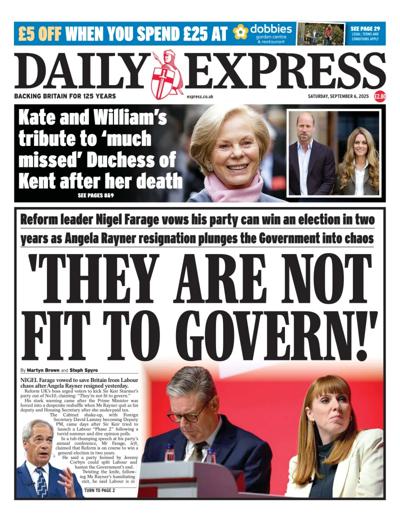 Daily Express Newspaper Front Page (UK) for 6 September 2025