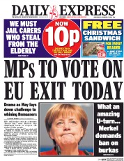 Daily Express (UK) Newspaper Front Page for 7 December 2016