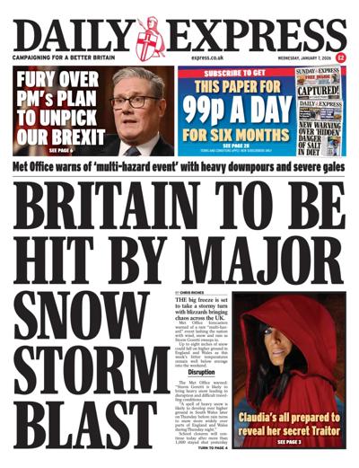 Daily Express Newspaper Front Page (UK) for 7 January 2026
