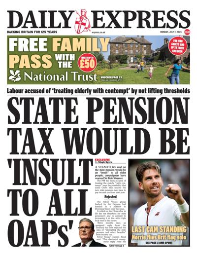 Daily Express Newspaper Front Page (UK) for 7 July 2025