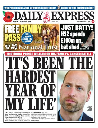 Daily Express Newspaper Front Page (UK) for 8 November 2024