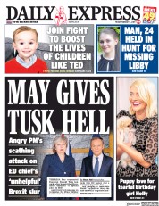 Daily Express (UK) Newspaper Front Page for 8 February 2019