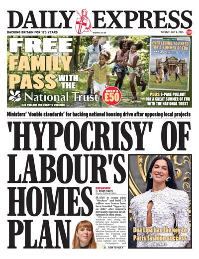 Daily Express Newspaper Front Page (UK) for 8 July 2025