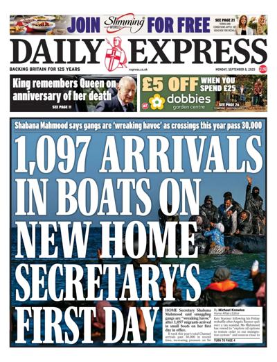 Daily Express Newspaper Front Page (UK) for 8 September 2025