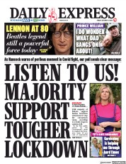 Daily Express (UK) Newspaper Front Page for 9 October 2020