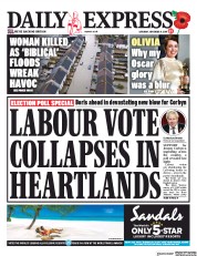 Daily Express (UK) Newspaper Front Page for 9 November 2019