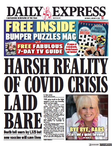 Daily Express Newspaper Front Page (UK) for 9 January 2021