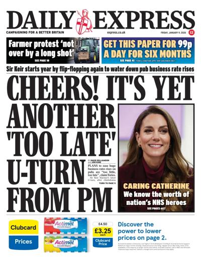 Daily Express Newspaper Front Page (UK) for 9 January 2026