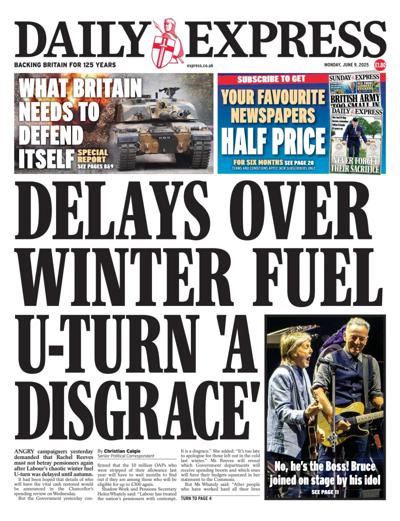 Daily Express Newspaper Front Page (UK) for 9 June 2025