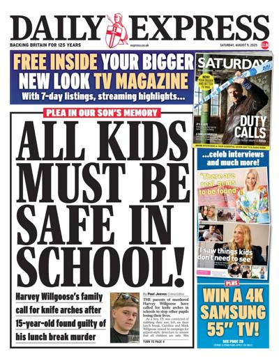 Daily Express Newspaper Front Page (UK) for 9 August 2025