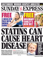 Daily Express Sunday (UK) Newspaper Front Page for 10 January 2016