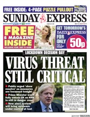 Daily Express Sunday (UK) Newspaper Front Page for 10 May 2020