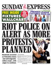 Daily Express Sunday front page for 10 August 2025