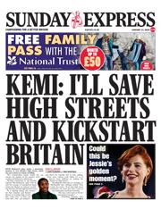 Daily Express Sunday front page for 11 January 2026
