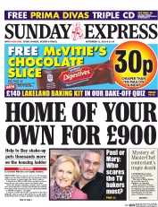 Daily Express Sunday (UK) Newspaper Front Page for 11 September 2016