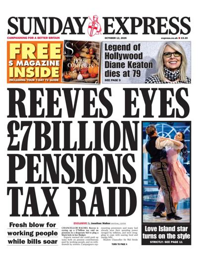 Daily Express Sunday Newspaper Front Page (UK) for 12 October 2025