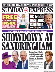 Daily Express Sunday (UK) Newspaper Front Page for 12 January 2020