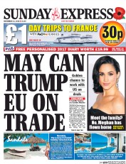 Daily Express Sunday (UK) Newspaper Front Page for 13 November 2016