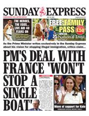 Daily Express Sunday front page for 13 July 2025