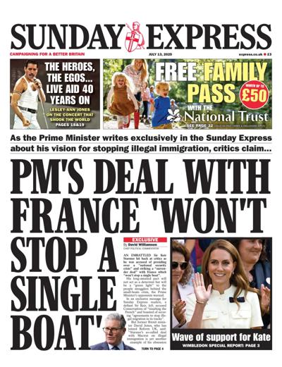 Daily Express Sunday Newspaper Front Page (UK) for 13 July 2025