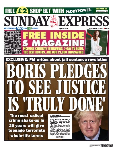 Daily Express Sunday Newspaper Front Page (UK) for 13 September 2020