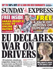 Daily Express Sunday (UK) Newspaper Front Page for 14 February 2016