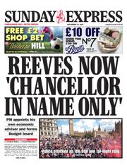 Daily Express Sunday front page for 14 September 2025