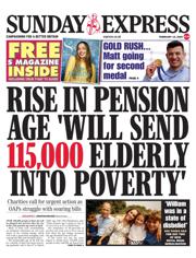 Daily Express Sunday front page for 15 February 2026