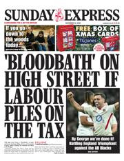 Daily Express Sunday front page for 16 November 2025
