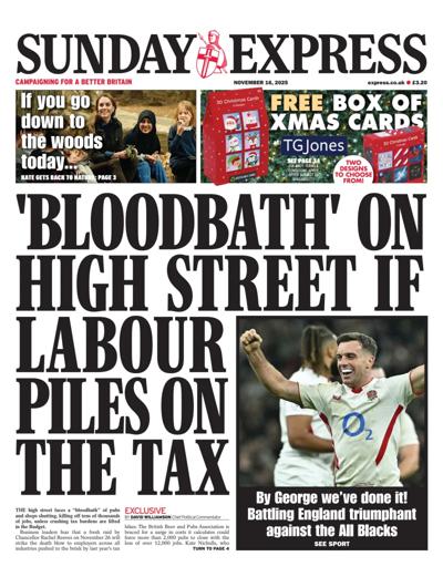 Daily Express Sunday Newspaper Front Page (UK) for 16 November 2025