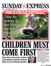 Daily Express Sunday (UK) Newspaper Front Page for 16 August 2020