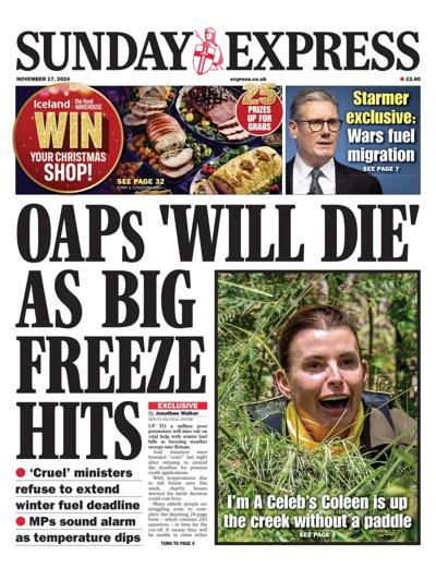 Daily Express Sunday Newspaper Front Page (UK) for 17 November 2024