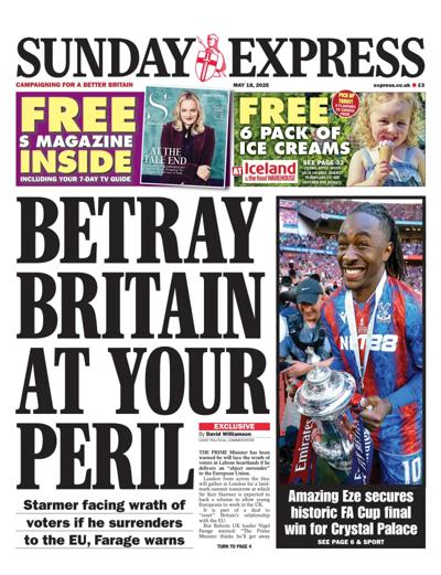 Daily Express Sunday Newspaper Front Page (UK) for 18 May 2025