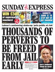 Daily Express Sunday front page for 19 October 2025