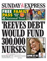 Daily Express Sunday front page for 19 January 2025