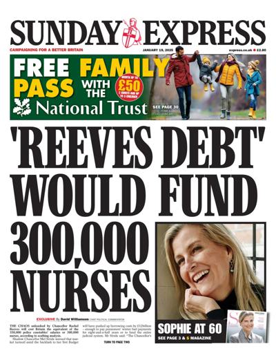 Daily Express Sunday Newspaper Front Page (UK) for 19 January 2025