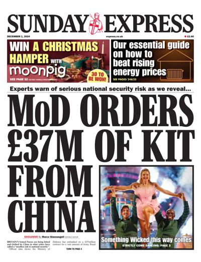 Daily Express Sunday Newspaper Front Page (UK) for 1 December 2024