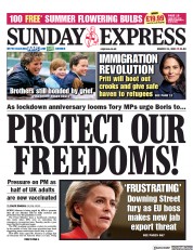 Daily Express Sunday (UK) Newspaper Front Page for 21 March 2021