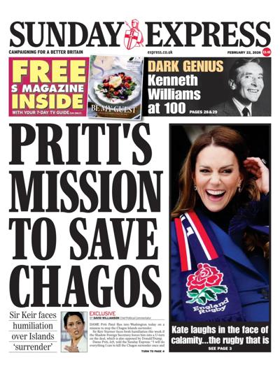 Daily Express Sunday Newspaper Front Page (UK) for 22 February 2026