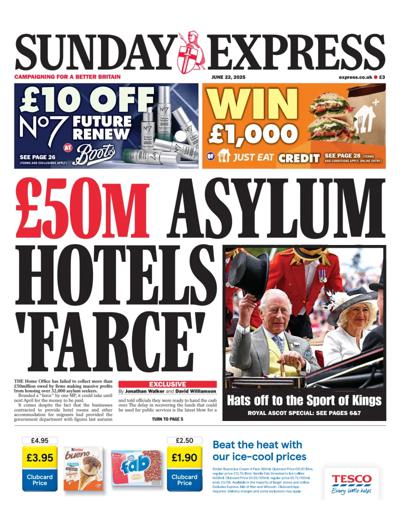 Daily Express Sunday Newspaper Front Page (UK) for 22 June 2025