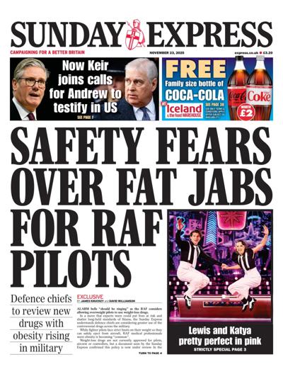 Daily Express Sunday Newspaper Front Page (UK) for 23 November 2025